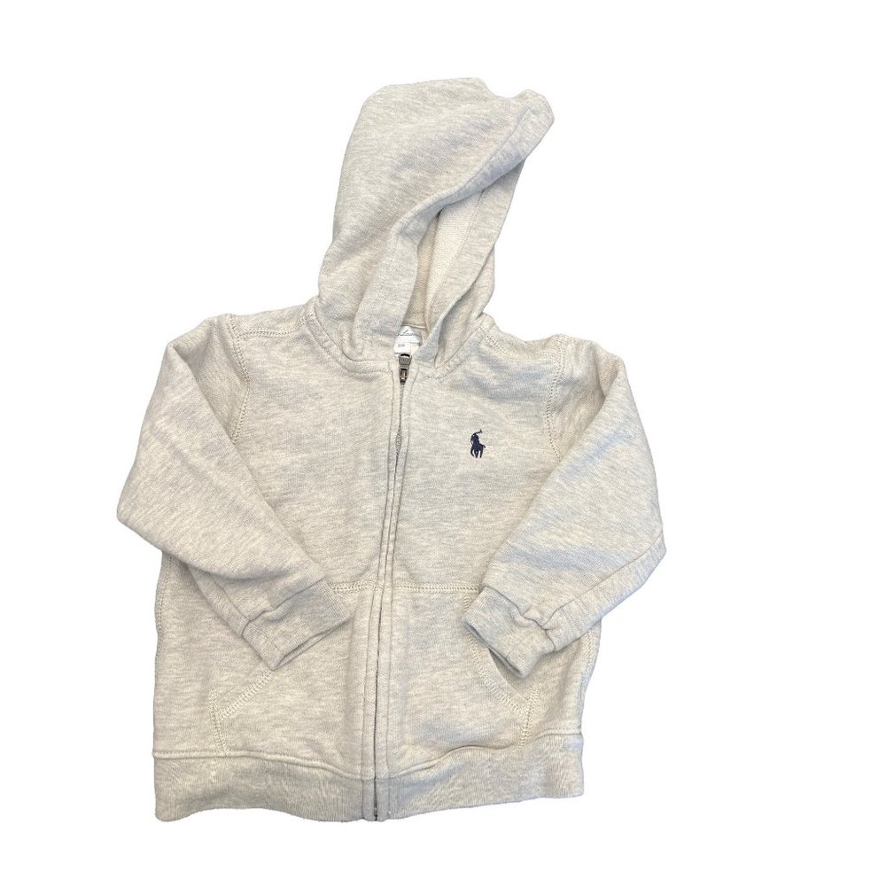 Ralph Lauren heather gray full zip hoodie baby 24 months pockets pony cotton